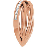 14K Gold Straight Baguette Natural Diamond Channel-Set Criss-Cross Ring - Rose Gold - view 4