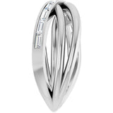 Platinum Straight Baguette Natural Diamond Channel-Set Criss-Cross Ring - view 4