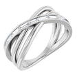 Platinum Straight Baguette Natural Diamond Channel-Set Criss-Cross Ring