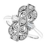 Platinum Natural Diamond Vintage-Inspired Ring – 1/5 CTW - view 10