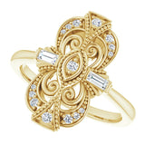 14K Gold Natural Diamond Vintage-Inspired Ring – 1/5 CTW - Yellow Gold - view 10