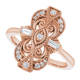 14K Gold Natural Diamond Vintage-Inspired Ring – 1/5 CTW - Rose Gold - view 10