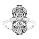 Platinum Natural Diamond Vintage-Inspired Ring – 1/5 CTW - view 8