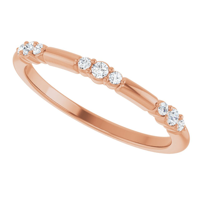 14K Gold Round Natural Diamond Stackable Ring III - Rose Gold - view 5