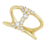 14K Gold Round Natural Diamond Negative Space Ring III - Yellow Gold - view 5