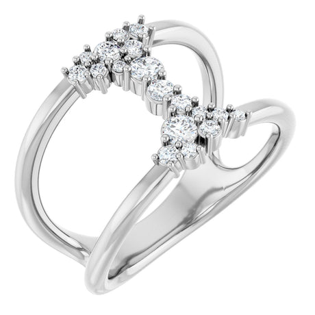 14K Gold Round Lab-Grown Diamond Negative Space Ring - White Gold