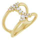 14K Gold Round Natural Diamond Negative Space Ring III - Yellow Gold