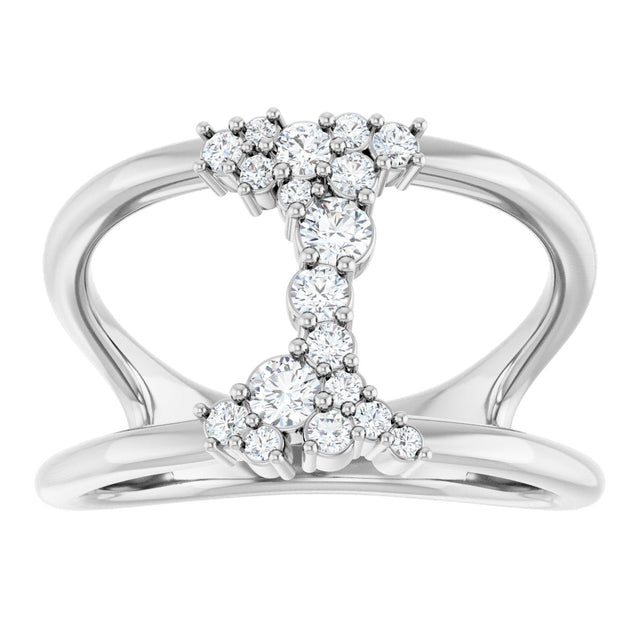 14K Gold Round Lab-Grown Diamond Negative Space Ring - White Gold - view 3
