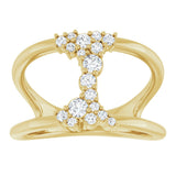 14K Gold Round Lab-Grown Diamond Negative Space Ring - Yellow Gold - view 3