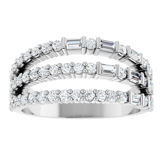 14K Gold Natural Diamond Stacked Ring - White Gold - view 3