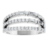 Platinum Natural Diamond Stacked Ring - view 3