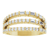 14K Gold Natural Diamond Stacked Ring - Yellow Gold - view 3