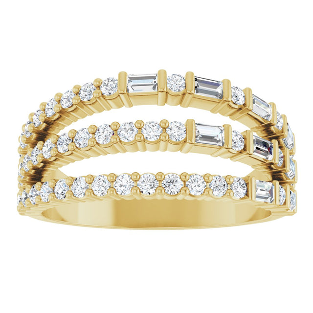 14K Gold Natural Diamond Stacked Ring - Yellow Gold - view 3