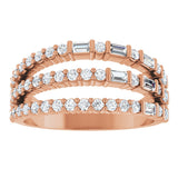 14K Gold Natural Diamond Stacked Ring - Rose Gold - view 3