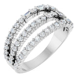 Platinum Natural Diamond Stacked Ring