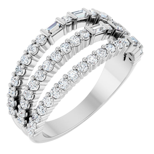Platinum Natural Diamond Stacked Ring