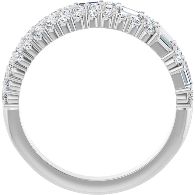 Platinum Natural Diamond Stacked Ring - view 2