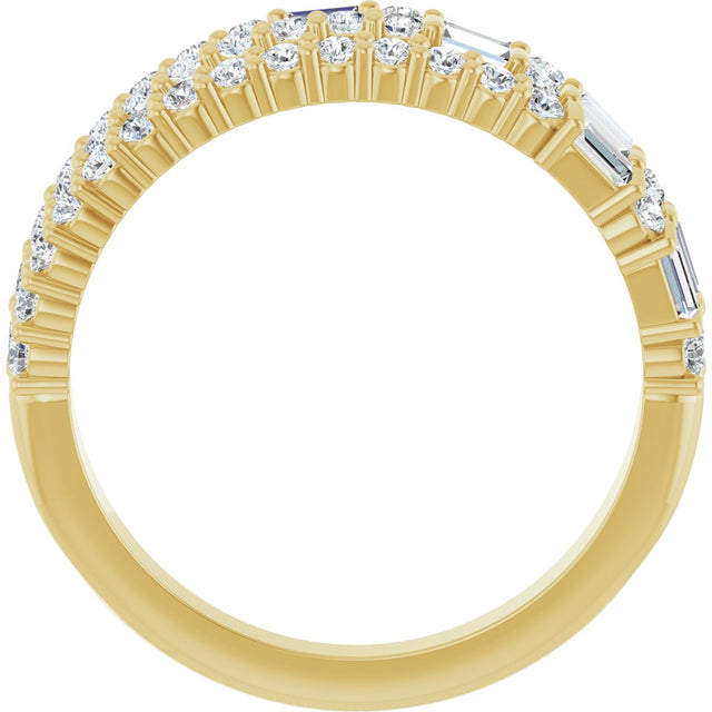 14K Gold Natural Diamond Stacked Ring - Yellow Gold - view 2