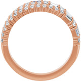 14K Gold Natural Diamond Stacked Ring - Rose Gold - view 2
