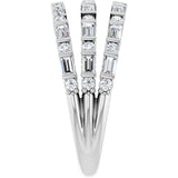 14K Gold Natural Diamond Stacked Ring - White Gold - view 4
