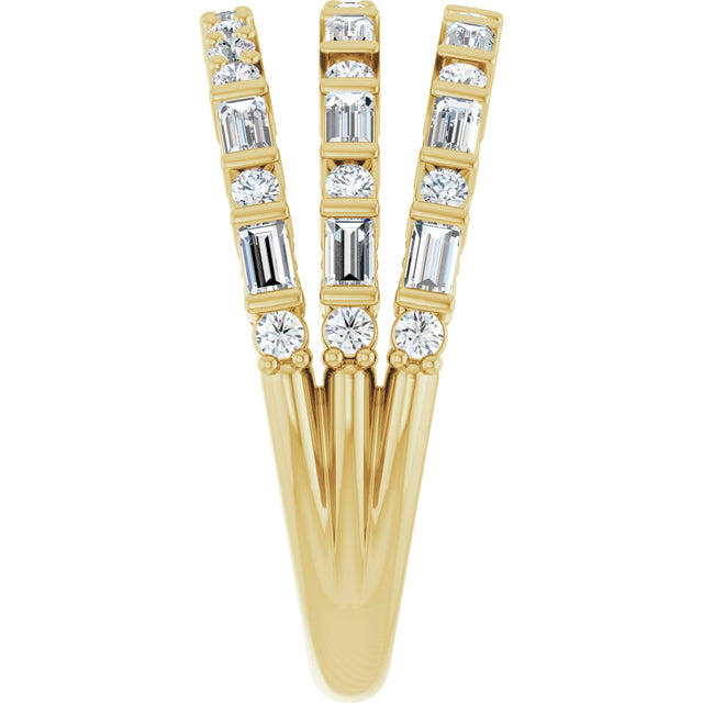14K Gold Natural Diamond Stacked Ring - Yellow Gold - view 4