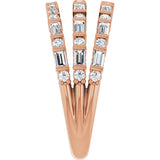 14K Gold Natural Diamond Stacked Ring - Rose Gold - view 4