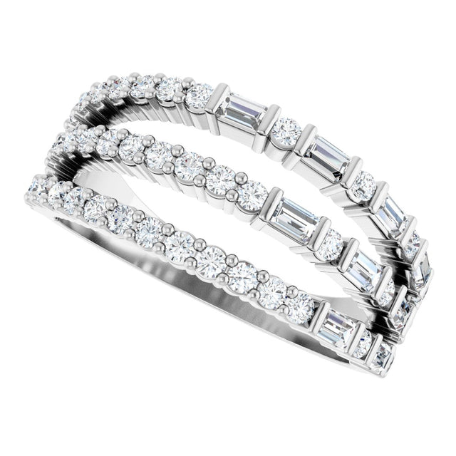 14K Gold Natural Diamond Stacked Ring - White Gold - view 5