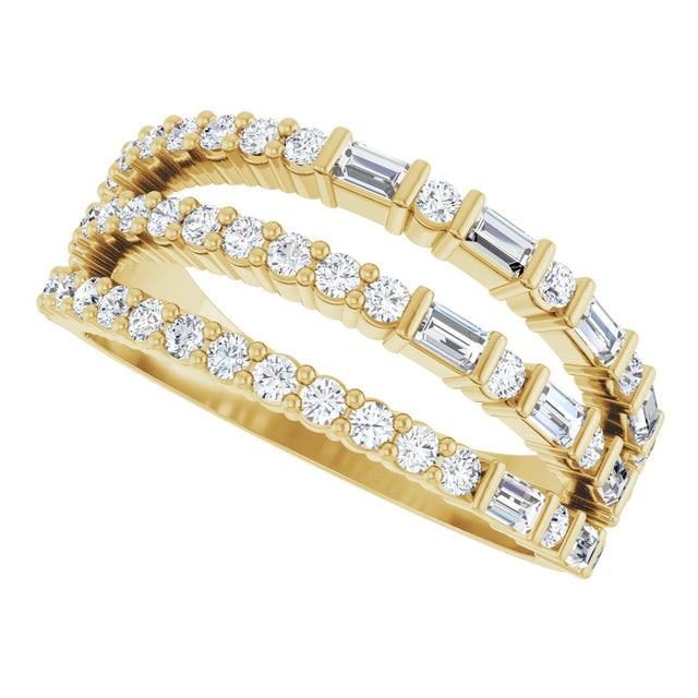 14K Gold Natural Diamond Stacked Ring - Yellow Gold - view 5