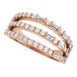 14K Gold Natural Diamond Stacked Ring - Rose Gold - view 5