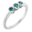 Platinum Round Natural Alexandrite Three-Stone Bezel-Set Ring
