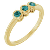 14K Gold Round Natural Alexandrite Three-Stone Bezel-Set Ring - Yellow Gold