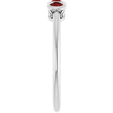 Platinum Round Natural Mozambique Garnet Three-Stone Bezel-Set Ring - view 4