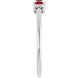 14K Gold Round Natural Ruby Three-Stone Bezel-Set Ring - White Gold - view 4