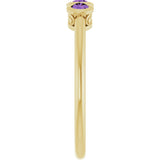 14K Gold Round Natural Amethyst Three-Stone Bezel-Set Ring - Yellow Gold - view 4