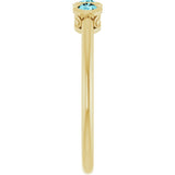 14K Gold Round Natural Blue Zircon Three-Stone Bezel-Set Ring - Yellow Gold - view 4
