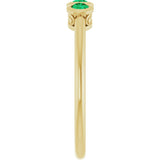 14K Gold Round Natural Emerald Three-Stone Bezel-Set Ring - Yellow Gold - view 4
