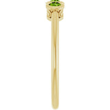 14K Gold Round Natural Peridot Three-Stone Bezel-Set Ring - Yellow Gold - view 4