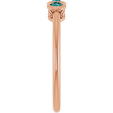 14K Gold Round Natural Alexandrite Three-Stone Bezel-Set Ring - Rose Gold - view 4