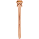 14K Gold Round Natural Citrine Three-Stone Bezel-Set Ring - Rose Gold - view 4