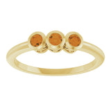 14K Gold Round Natural Citrine Three-Stone Bezel-Set Ring - Yellow Gold - view 3