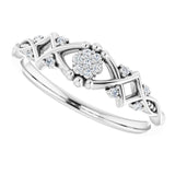 Platinum Round Natural Diamond Vintage-Inspired Ring II - view 5