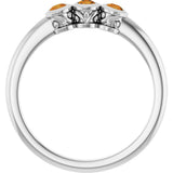 14K Gold Round Natural Citrine Three-Stone Bezel-Set Ring - White Gold - view 2