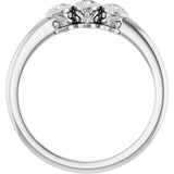 Platinum Round Natural Diamond Three-Stone Bezel-Set Ring - view 2