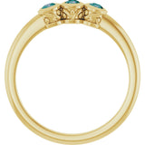 14K Gold Round Natural Alexandrite Three-Stone Bezel-Set Ring - Yellow Gold - view 2