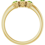 14K Gold Round Natural Peridot Three-Stone Bezel-Set Ring - Yellow Gold - view 2