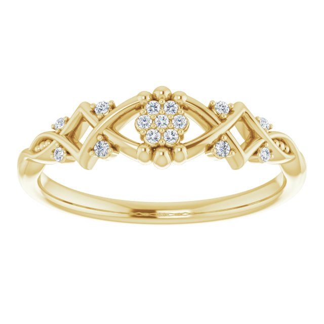 14K Gold Round Natural Diamond Vintage-Inspired Ring II - Yellow Gold - view 3