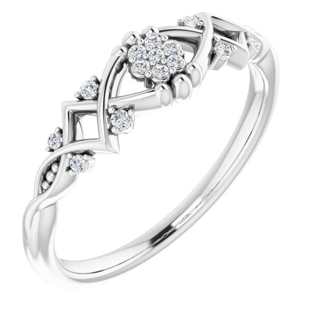 Platinum Round Natural Diamond Vintage-Inspired Ring II