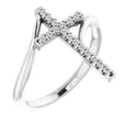 Platinum Round Natural Diamond Accented Cross Bypass Ring