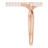 14K Gold Round Natural Diamond Accented Cross Bypass Ring - Rose Gold - view 4