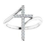 Platinum Round Natural Diamond Accented Cross Bypass Ring - view 3